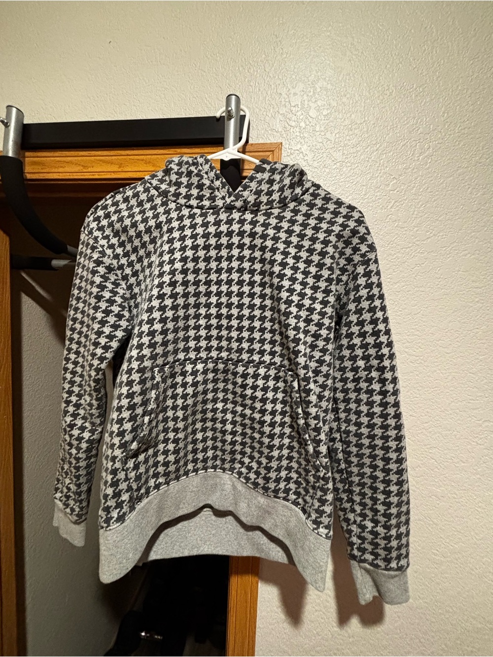 IVY PARK Adidas Gray and Black Houndstooth Funnel Neck Hoodie